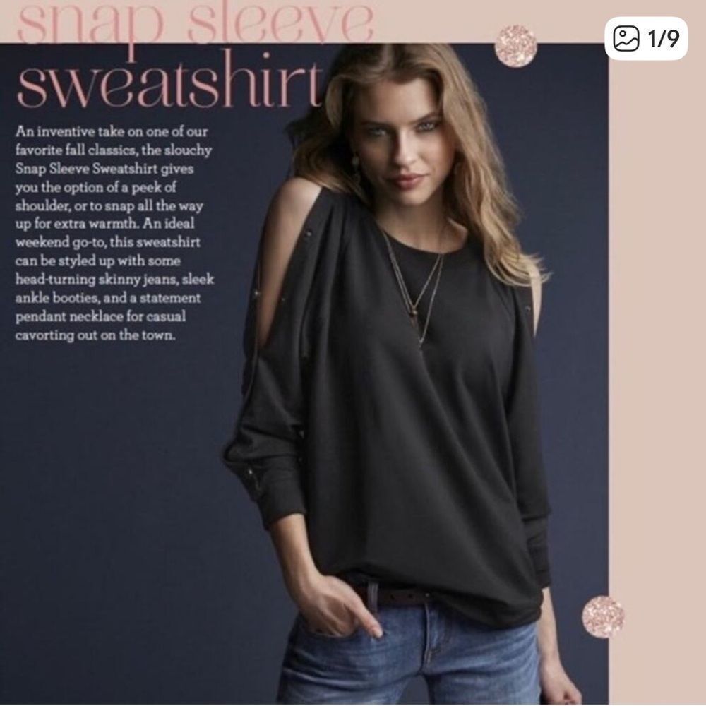 Cabi Snap Cowl Neck Pullover Sweatshirt Gray Womens Small